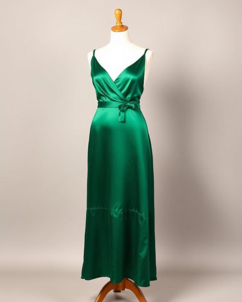 Emerald Silk Slip Dress
